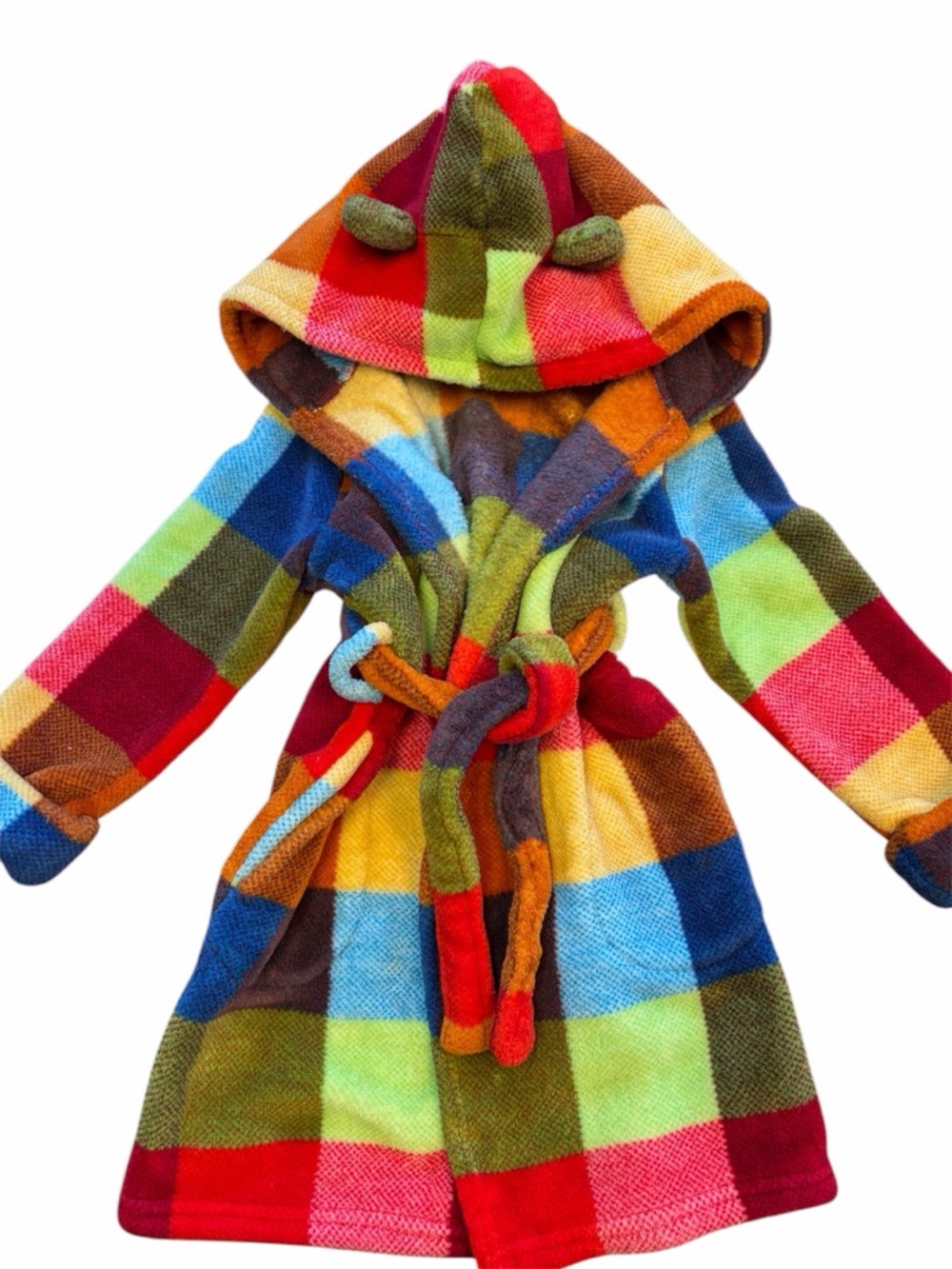 Colorful Plaid Hooded Children's Bathrobe - Multicolor Baby Gap 4yrs